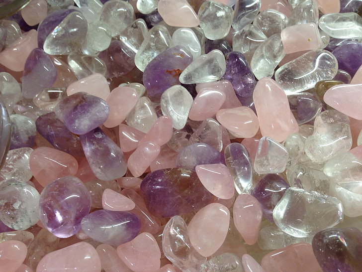 amethyst, rock crystal, rose quartz, gemstone, shiny, backgrounds, jewelry