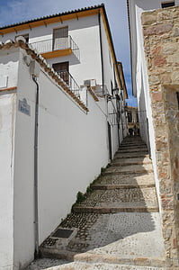 architecture, street, narrow street, white buildings, stairs, building, house