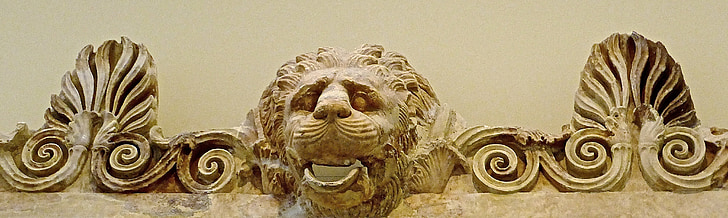 Lion, bas-relief, sculpture sur, romain, grès, sculpture, antique