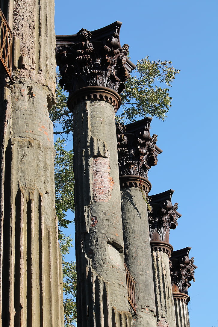 Windsor ruïnes, kolommen, Italiaanse, Gothic, het platform, burgeroorlog, Mississippi