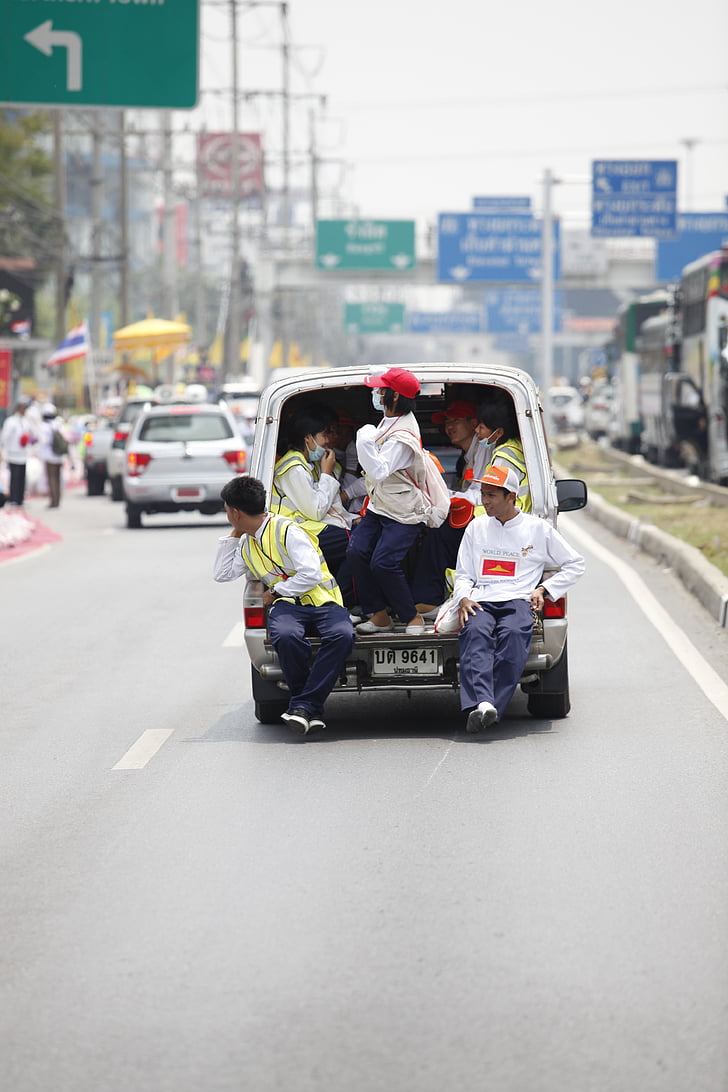 Tailandas, gatvė, kelių, automobilių, žmonės, perkrovos, eismo