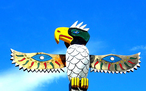 totem, pole, bird, wings, native, american, new hampshire