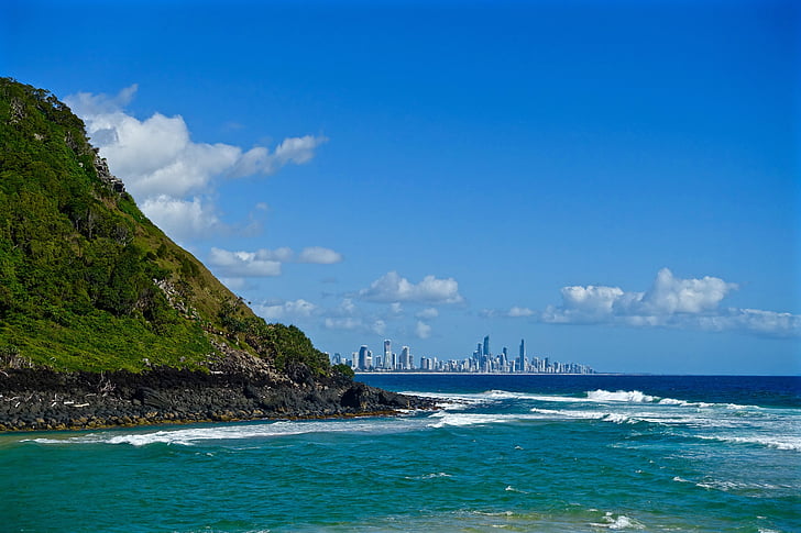 Gold coast, Wybrzeże, Australia, linia brzegowa, drapacze chmur, Queensland, krajobraz