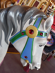 carrusel, caballo, niños, mercado año, Feria