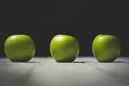 kolm, roheline, Apple, teksti sees, puu, roheline õun, Apple