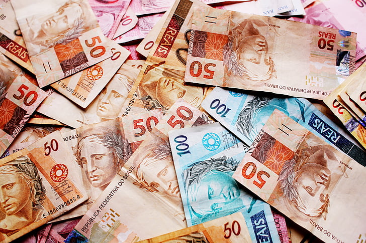 cédulas, dinheiro, real, Nota, moeda brasileira, Brasil, Cinquenta dólares
