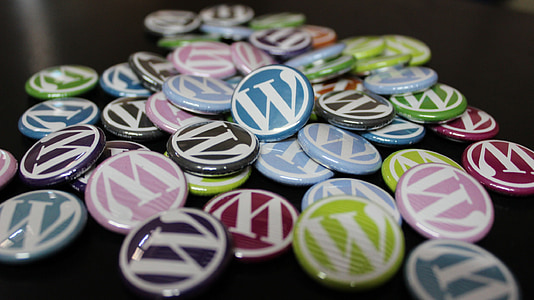 WordPress, emblemas, botões de, blog, Blogging, CMS, multi colorido