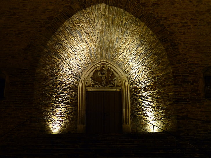 arquitectura, iluminación, edificio, históricamente, Iglesia, entrada, Annaberg
