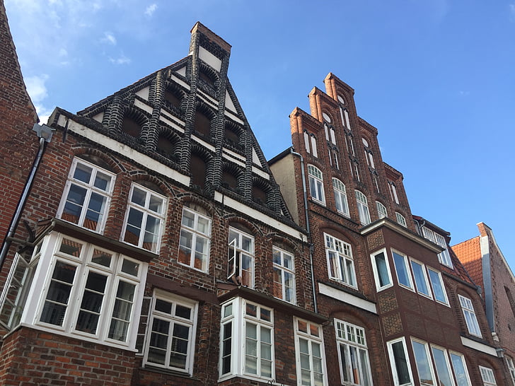 Lüneburg, Gable, casas, arquitetura, edifício, Stadtmitte, cidade