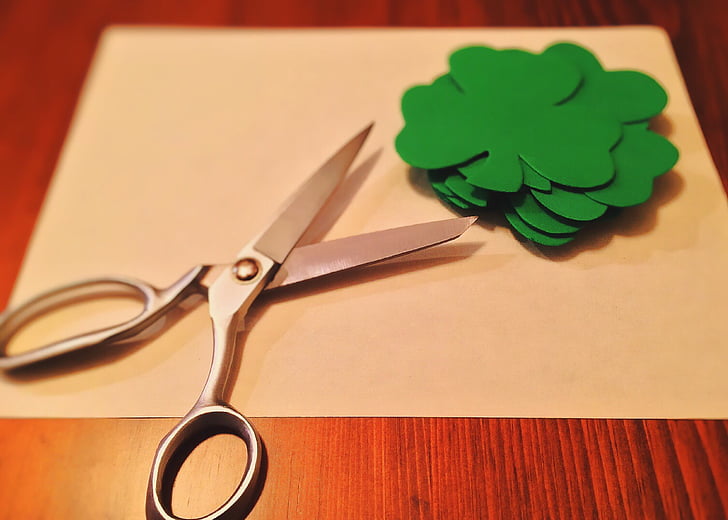 shamrock, green, clover, irish, st patricks day, scissors