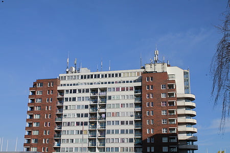 Drapacz chmur, Hamburg, Architektura, wysoki wzrost w Hamburgu, Apartament, miejski scena, zbudowana konstrukcja