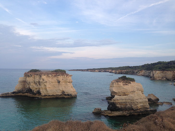 mar, Puglia, Costa, feriados, Salento, penhasco, litoral