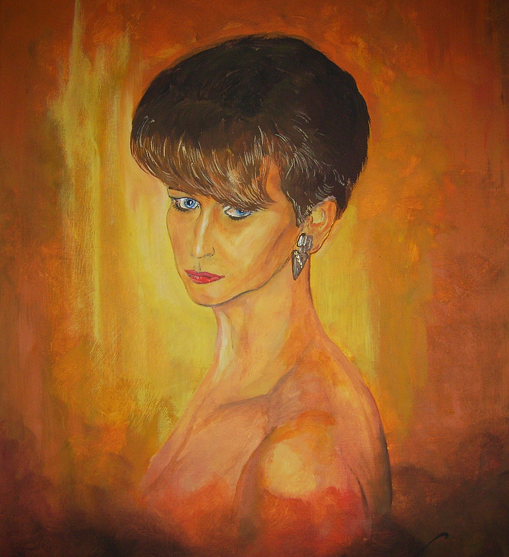 nő, festészet, portré, Art