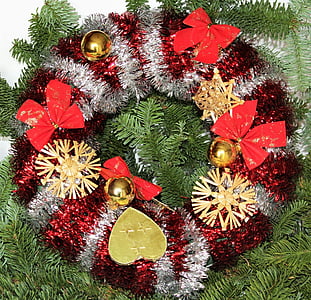 guirlande de Noël, poinsettia, Christmas, décoration de Noël, décoration, arrière-plan, décorations de Noël