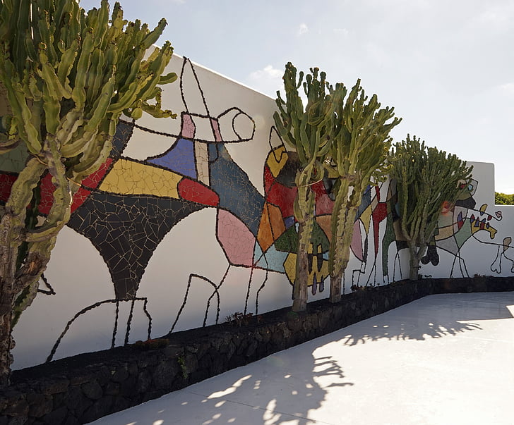 Mosaik, Wand, Kunstwerk, Cesar manrique, Lanzarote, Kunst, Fassade des Hauses