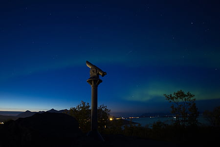 Zorza polarna, Aurora, Północna Norwegia, Norwegia, noc