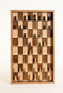 schaakstukken, houten schaakbord, Schaken, schaakbord