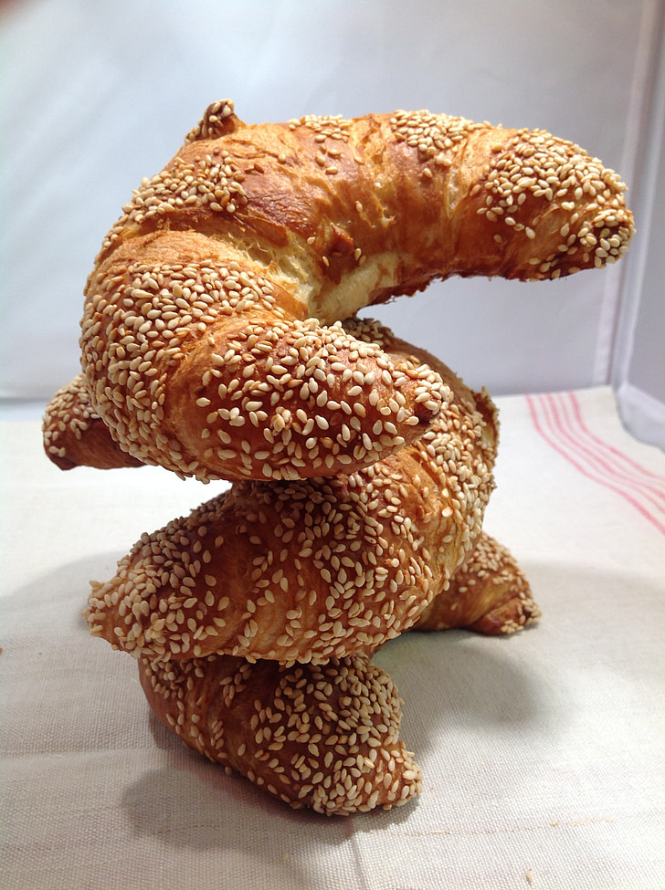 croissant, v listovém těstě, Pečený, Summit, roll, jíst, snídaně