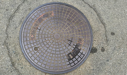 texture, manhole cover, grungy, metal, circle, construction, pavement