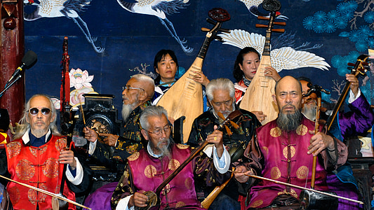 Kina, orkester, musik, Kinesiska, Naxi orkester, Lijiang, traditionell-musik