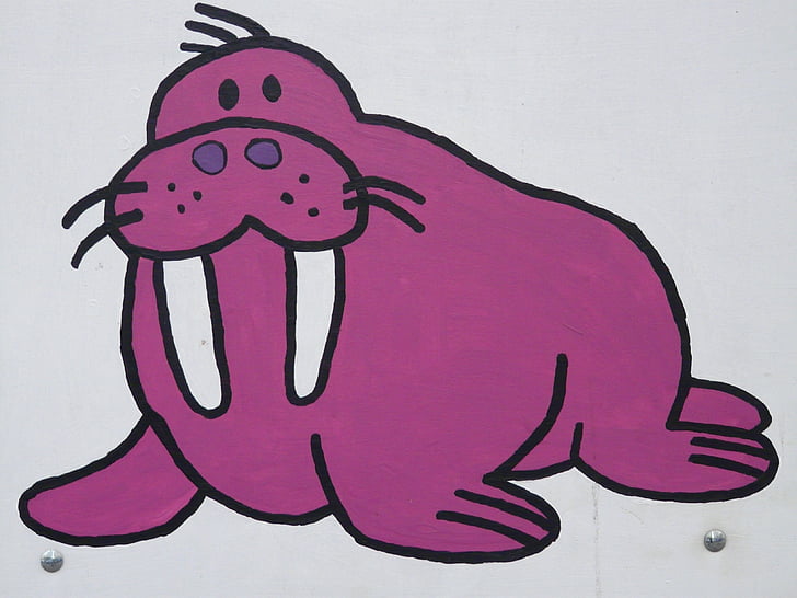 моржів, морський лев, комікс, фігура, зображення, фарба, мультиплікаційний персонаж