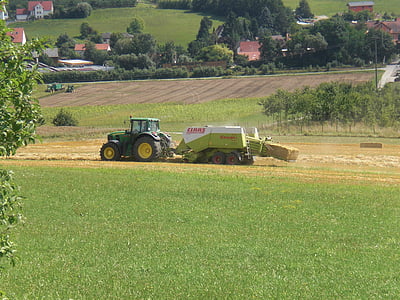 Traktor, Ballenpresse, Stroh, Landwirtschaft