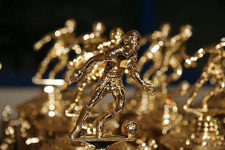 Figurine, récompense, Or, football, brillant, Christmas, décoration