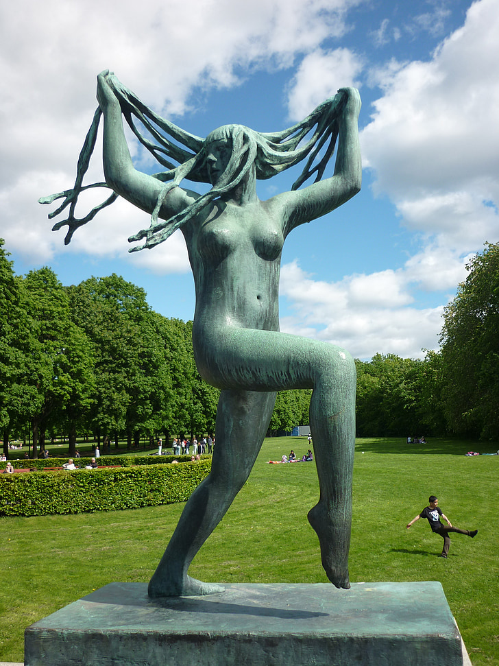 Oslo, Vigeland, Rzeźba, Dziewczyna, włosy, park rzeźb