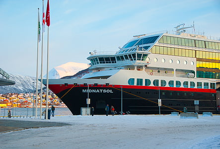 Норвегия, Тромсо, ферибот, Hurtigruten, Wharf, порт