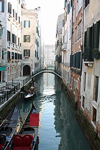 Венеция, Италия, Гондола, здания, город, Архитектура, воды