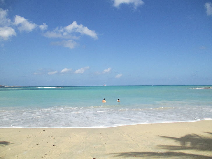 Beach, bølge, turkis, vand, Antigua, Caraibien, ø