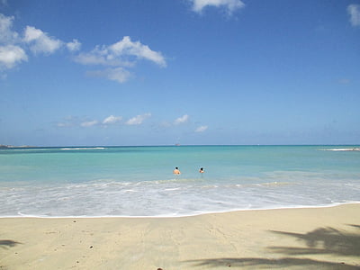 Pantai, gelombang, pirus, air, Antigua, Karibia, Pulau