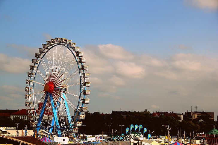 Karnevāls, godīgu, festivāls, debesis, ceļojumi, Ferris wheel, jautri