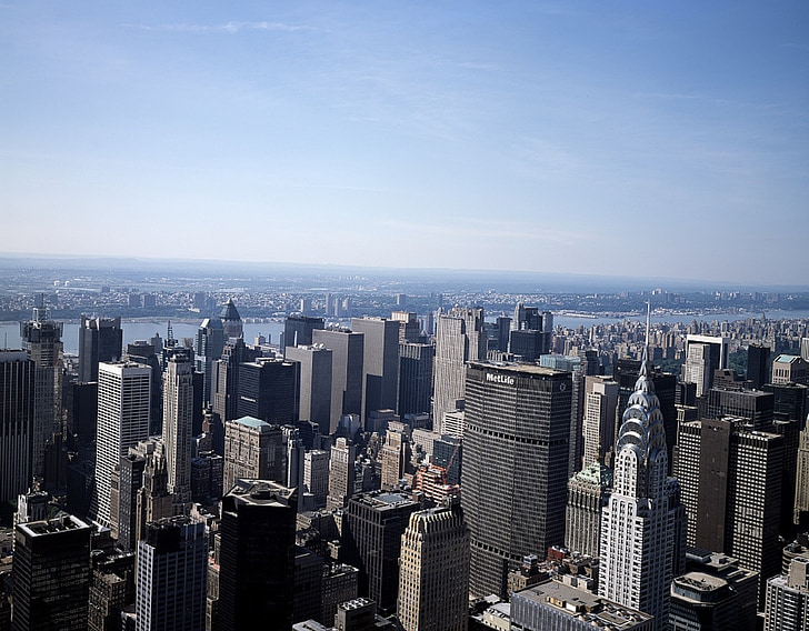 paisaje urbano, Manhattan, Skyline, Ver, punto de referencia, ciudad de Nueva York, ciudad de nueva york