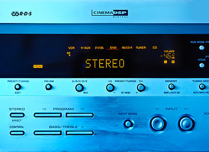 stereo, pojačalo, glazba, volumen, audio, slušati glazbu, kontrolor