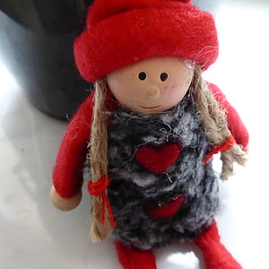 doll, baby doll, wool hat, braids, children toys, decoration, heart