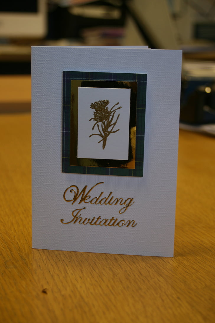 bryllup, invitation, skotske, dekoration, kort, design, elegant
