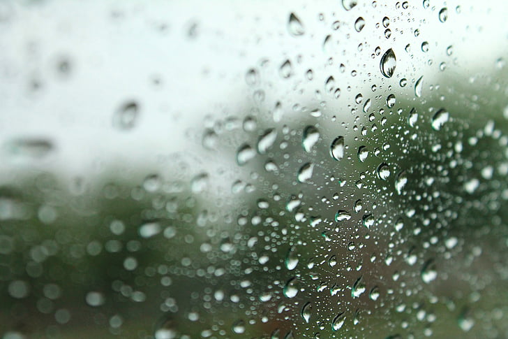 드롭, 비, 유리, 물, 빗방울, 장 마, 창이에 앉아