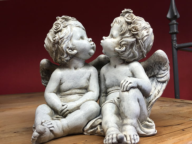 angels, sculpture, statue, cherub, love, religion, figurine