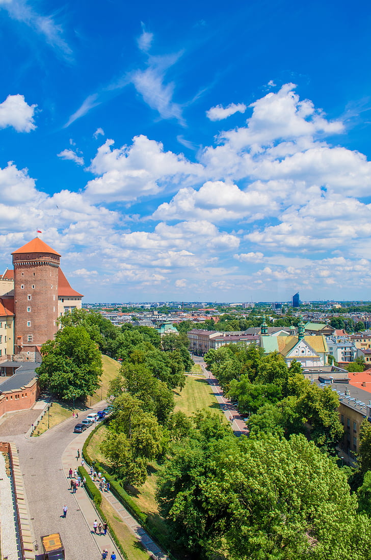 Kraków, Polen, Europa, Wawel, slottet, festning, tårnet