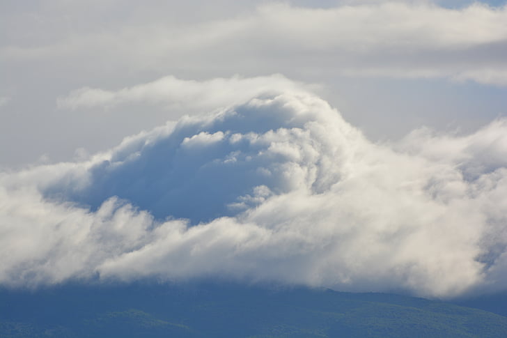 구름, 공기, 산, mont ventoux, 산에 가기