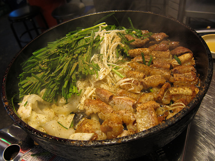 Korejská republika, jídlo, gopchang, hovězí maso gopchang, Pór, vaření