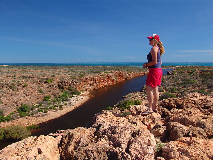 Austrália, Outback, paisagem, mulher