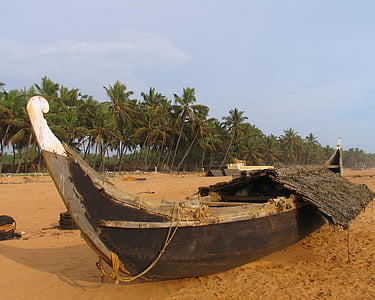 båt, stranden, India, Tropical, natur, landskapet, sand