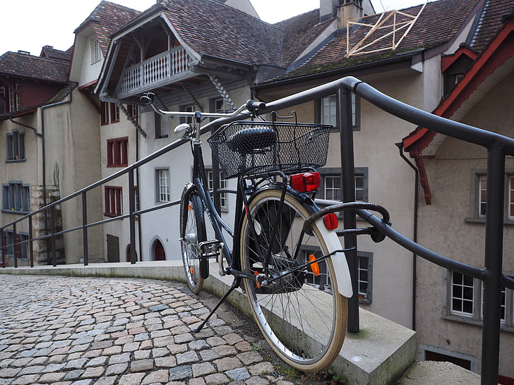 cykel, hjulet, stadtrad, cykel lås, tilknyttet, transportmiddel, cykling