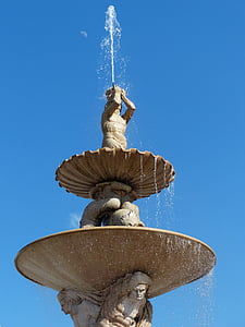 пребиваване фонтан, фонтан, Тритон, Тритон охлюв, вода, водна струя, residenzplatz