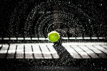 temps, lapse de, fotografia, Tennis de, pilota, l'aigua, ràpid