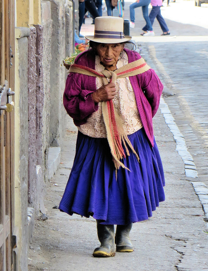 Ekuador, Cuenca, petani, etnis, kostum tradisional