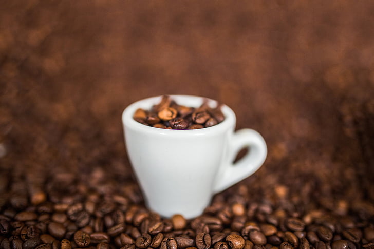 zrna kave, espresso, kup, kafić, grah, smeđa, kofein