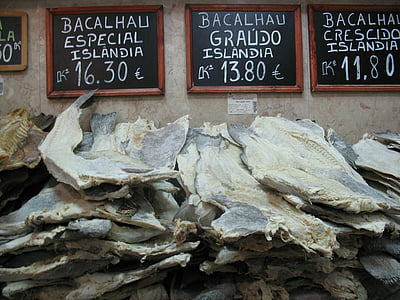fisk, torsk, Portugal, Kjøp, markedet